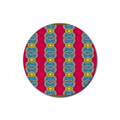 African Fabric Iron Chains Red Yellow Blue Grey Rubber Coaster (round)  by Alisyart