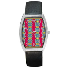 African Fabric Iron Chains Red Yellow Blue Grey Barrel Style Metal Watch