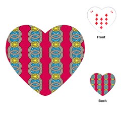 African Fabric Iron Chains Red Yellow Blue Grey Playing Cards (heart)  by Alisyart
