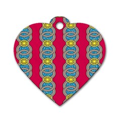 African Fabric Iron Chains Red Yellow Blue Grey Dog Tag Heart (two Sides)