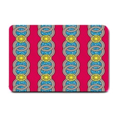 African Fabric Iron Chains Red Yellow Blue Grey Small Doormat  by Alisyart