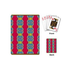 African Fabric Iron Chains Red Yellow Blue Grey Playing Cards (mini) 