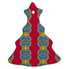 African Fabric Iron Chains Red Yellow Blue Grey Ornament (christmas Tree) 