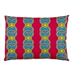 African Fabric Iron Chains Red Yellow Blue Grey Pillow Case (two Sides) by Alisyart