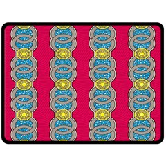 African Fabric Iron Chains Red Yellow Blue Grey Double Sided Fleece Blanket (large) 