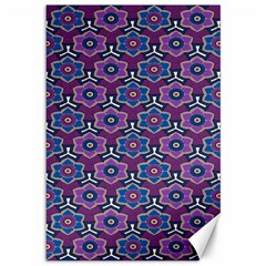 African Fabric Flower Purple Canvas 12  X 18  