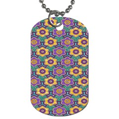 African Fabric Flower Green Purple Dog Tag (two Sides) by Alisyart