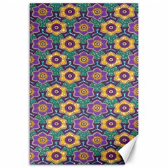 African Fabric Flower Green Purple Canvas 24  X 36 