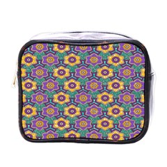 African Fabric Flower Green Purple Mini Toiletries Bags