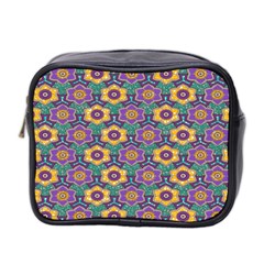 African Fabric Flower Green Purple Mini Toiletries Bag 2-side