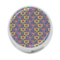 African Fabric Flower Green Purple 4-port Usb Hub (one Side)