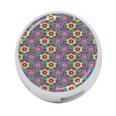 African Fabric Flower Green Purple 4-port Usb Hub (two Sides) 