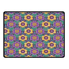 African Fabric Flower Green Purple Fleece Blanket (small)