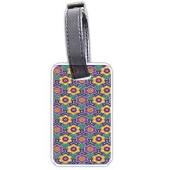 African Fabric Flower Green Purple Luggage Tags (one Side) 