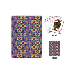 African Fabric Flower Green Purple Playing Cards (mini)  by Alisyart