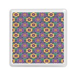 African Fabric Flower Green Purple Memory Card Reader (Square)  Front