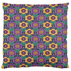 African Fabric Flower Green Purple Large Cushion Case (one Side)