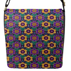 African Fabric Flower Green Purple Flap Messenger Bag (s)