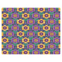 African Fabric Flower Green Purple Double Sided Flano Blanket (medium)  by Alisyart