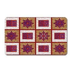 African Fabric Star Plaid Gold Blue Red Magnet (rectangular) by Alisyart