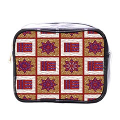 African Fabric Star Plaid Gold Blue Red Mini Toiletries Bags by Alisyart