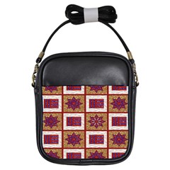 African Fabric Star Plaid Gold Blue Red Girls Sling Bags