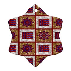 African Fabric Star Plaid Gold Blue Red Ornament (snowflake)
