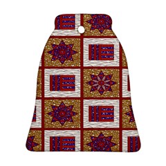African Fabric Star Plaid Gold Blue Red Bell Ornament (two Sides) by Alisyart