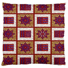 African Fabric Star Plaid Gold Blue Red Large Cushion Case (two Sides)