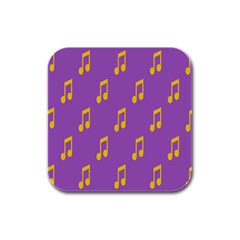 Eighth Note Music Tone Yellow Purple Rubber Square Coaster (4 Pack) 