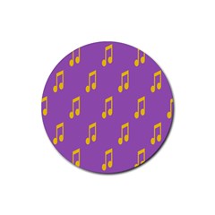 Eighth Note Music Tone Yellow Purple Rubber Coaster (round)  by Alisyart