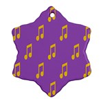 Eighth Note Music Tone Yellow Purple Ornament (Snowflake) Front