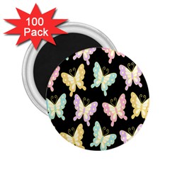 Butterfly Fly Gold Pink Blue Purple Black 2 25  Magnets (100 Pack) 