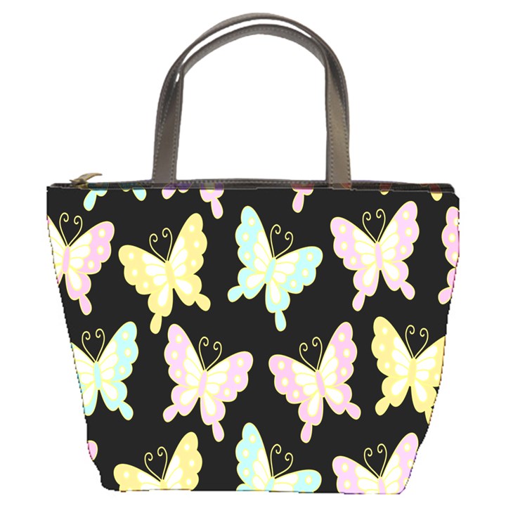 Butterfly Fly Gold Pink Blue Purple Black Bucket Bags