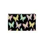 Butterfly Fly Gold Pink Blue Purple Black Cosmetic Bag (Small)  Back