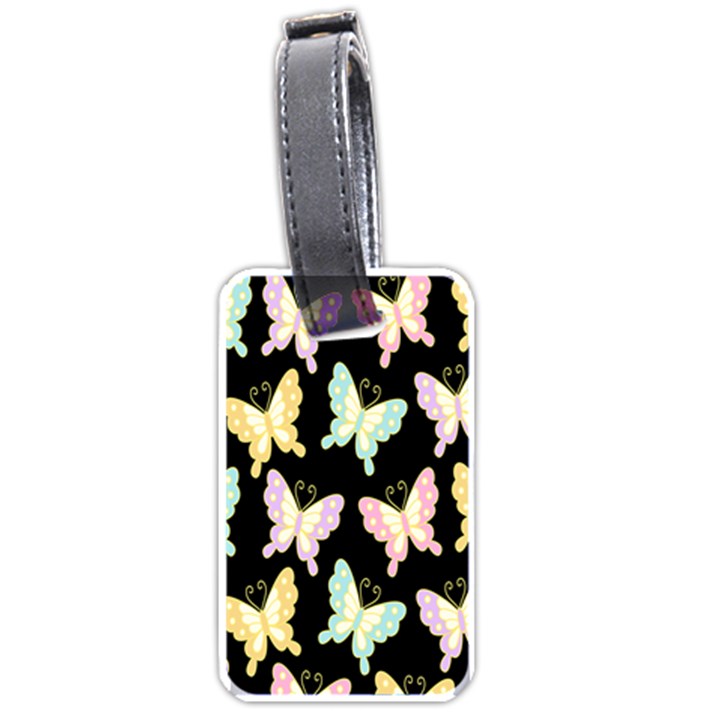 Butterfly Fly Gold Pink Blue Purple Black Luggage Tags (One Side) 