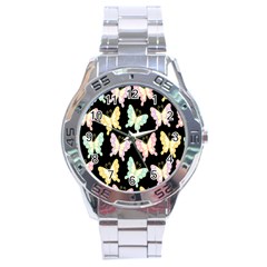 Butterfly Fly Gold Pink Blue Purple Black Stainless Steel Analogue Watch