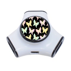 Butterfly Fly Gold Pink Blue Purple Black 3-port Usb Hub