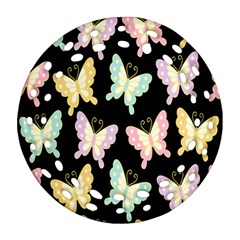 Butterfly Fly Gold Pink Blue Purple Black Ornament (round Filigree)