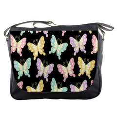 Butterfly Fly Gold Pink Blue Purple Black Messenger Bags