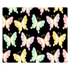 Butterfly Fly Gold Pink Blue Purple Black Double Sided Flano Blanket (small)  by Alisyart