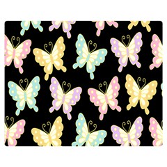 Butterfly Fly Gold Pink Blue Purple Black Double Sided Flano Blanket (medium)  by Alisyart