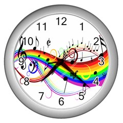 Color Music Notes Wall Clocks (silver)  by Alisyart
