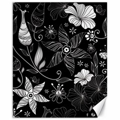 Floral Flower Rose Black Leafe Canvas 16  X 20  