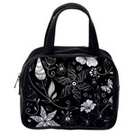 Floral Flower Rose Black Leafe Classic Handbags (One Side) Front