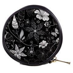 Floral Flower Rose Black Leafe Mini Makeup Bags