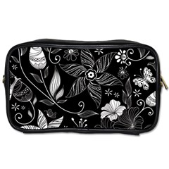 Floral Flower Rose Black Leafe Toiletries Bags