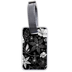 Floral Flower Rose Black Leafe Luggage Tags (one Side) 