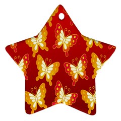 Butterfly Gold Red Yellow Animals Fly Star Ornament (two Sides) by Alisyart