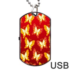 Butterfly Gold Red Yellow Animals Fly Dog Tag Usb Flash (two Sides)